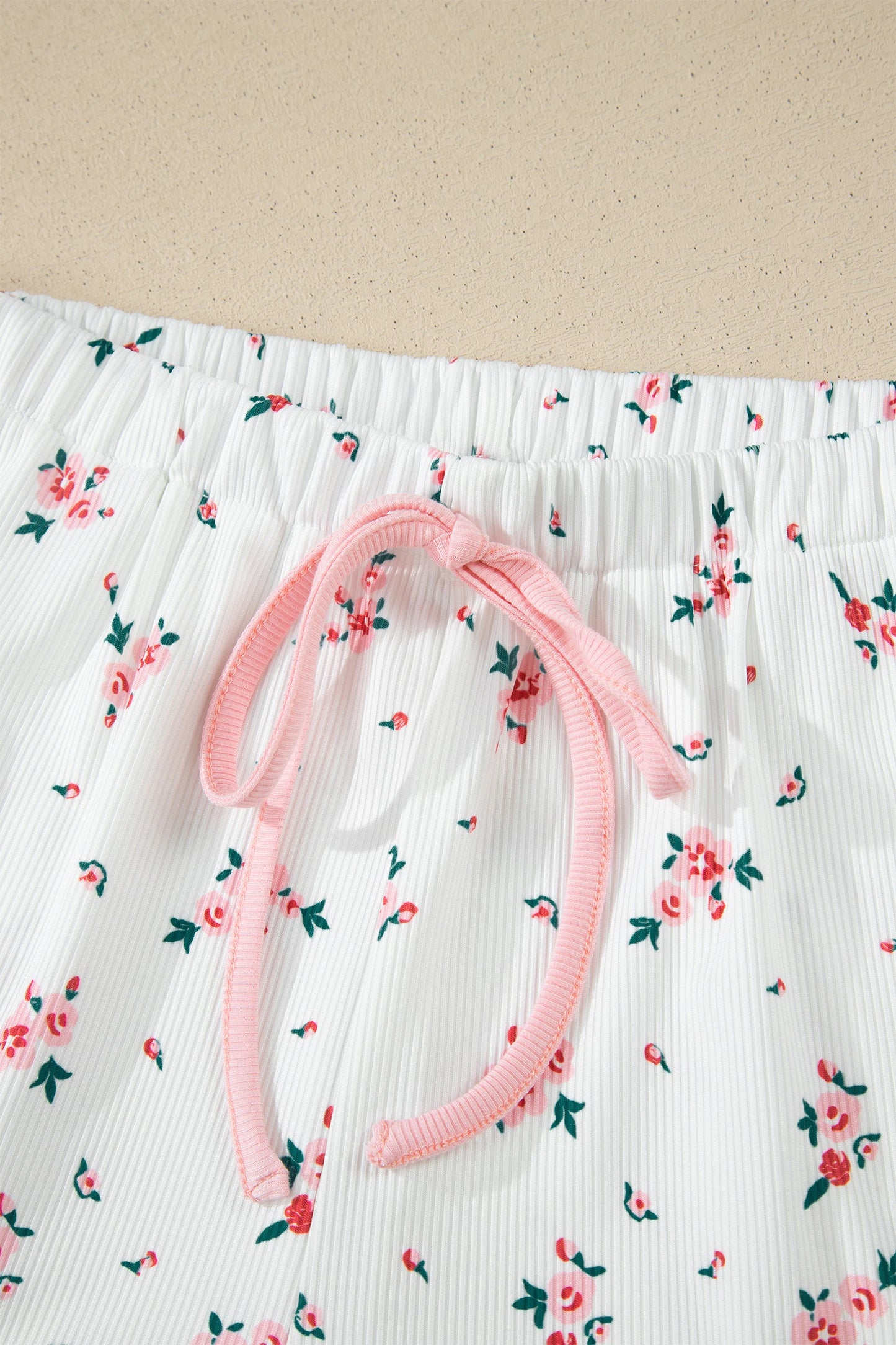 Floral Breeze Ribbed Lounge Set