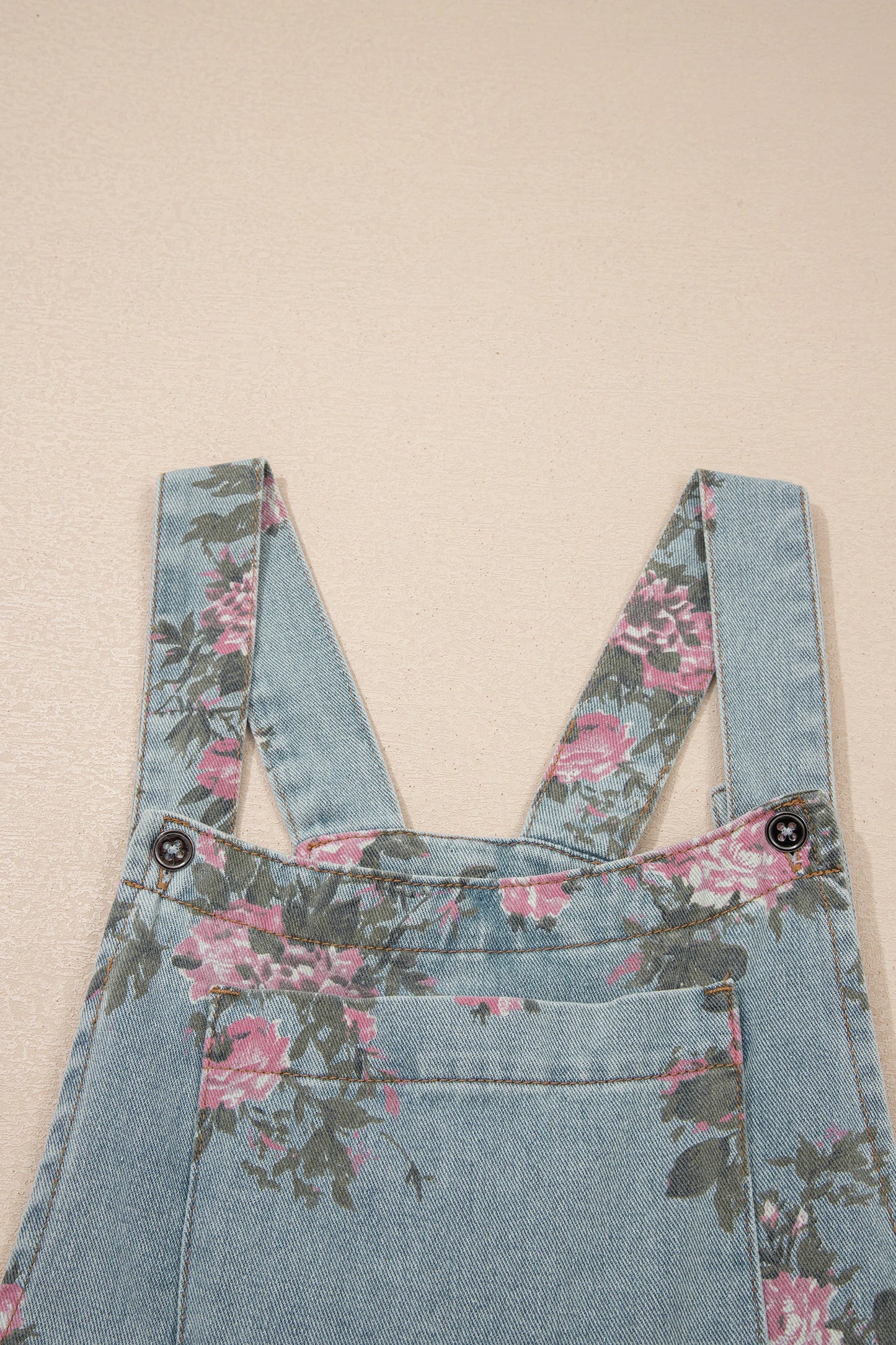 Pleated Floral High-Waist Wide-Leg Denim Jumpsuit | S-XL