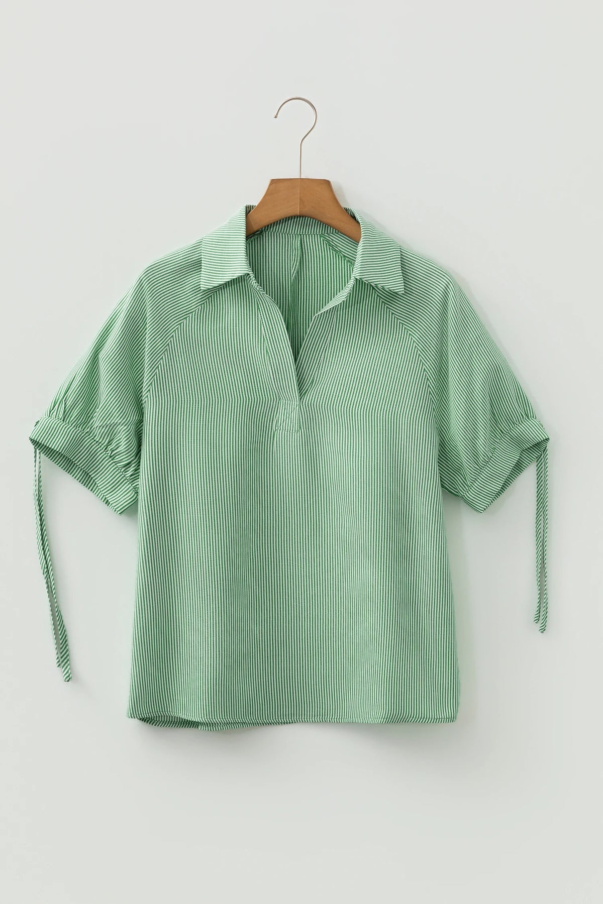 Striped Collared Split Neck Blouse | S-XL