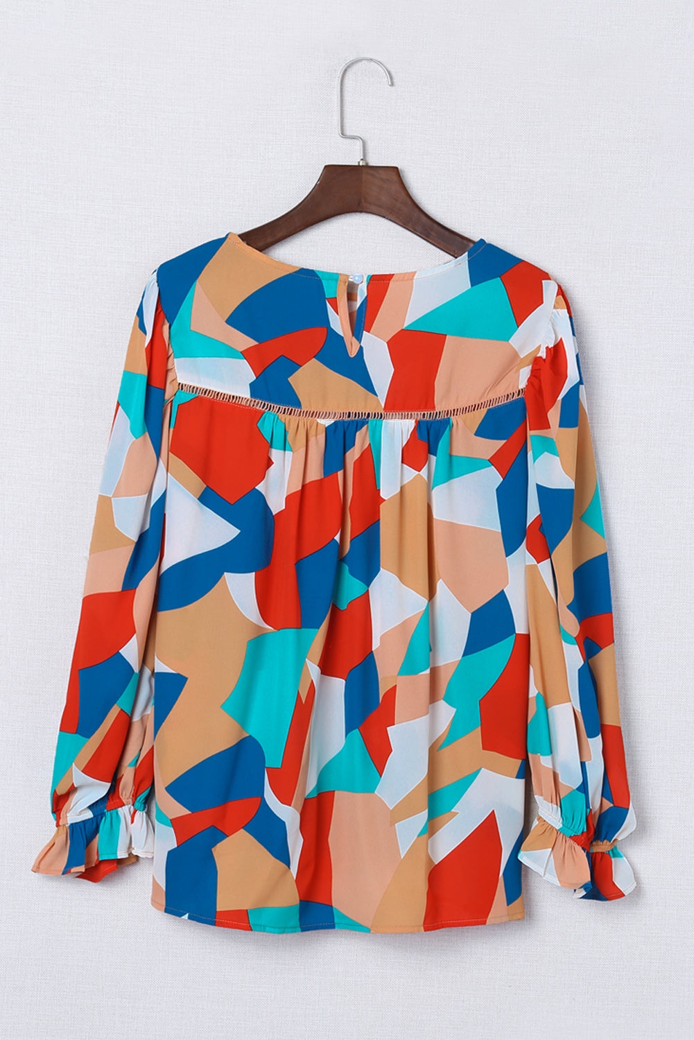 Abstract Ruffled Sleeve Blouse