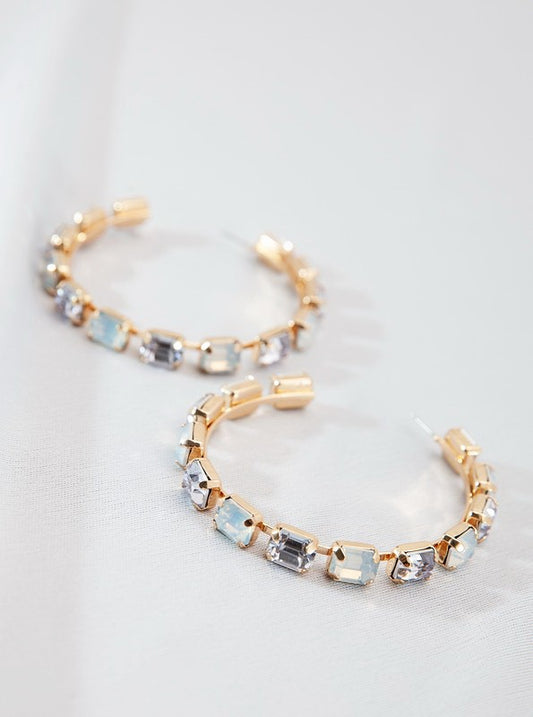 Classic Large Rhinestone Hoop Earrings