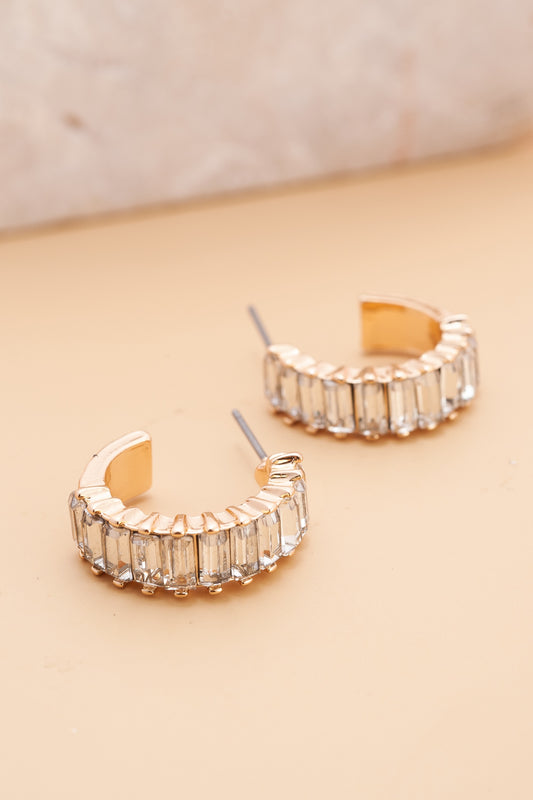 Baguette Stone Circle Hoop Earrings