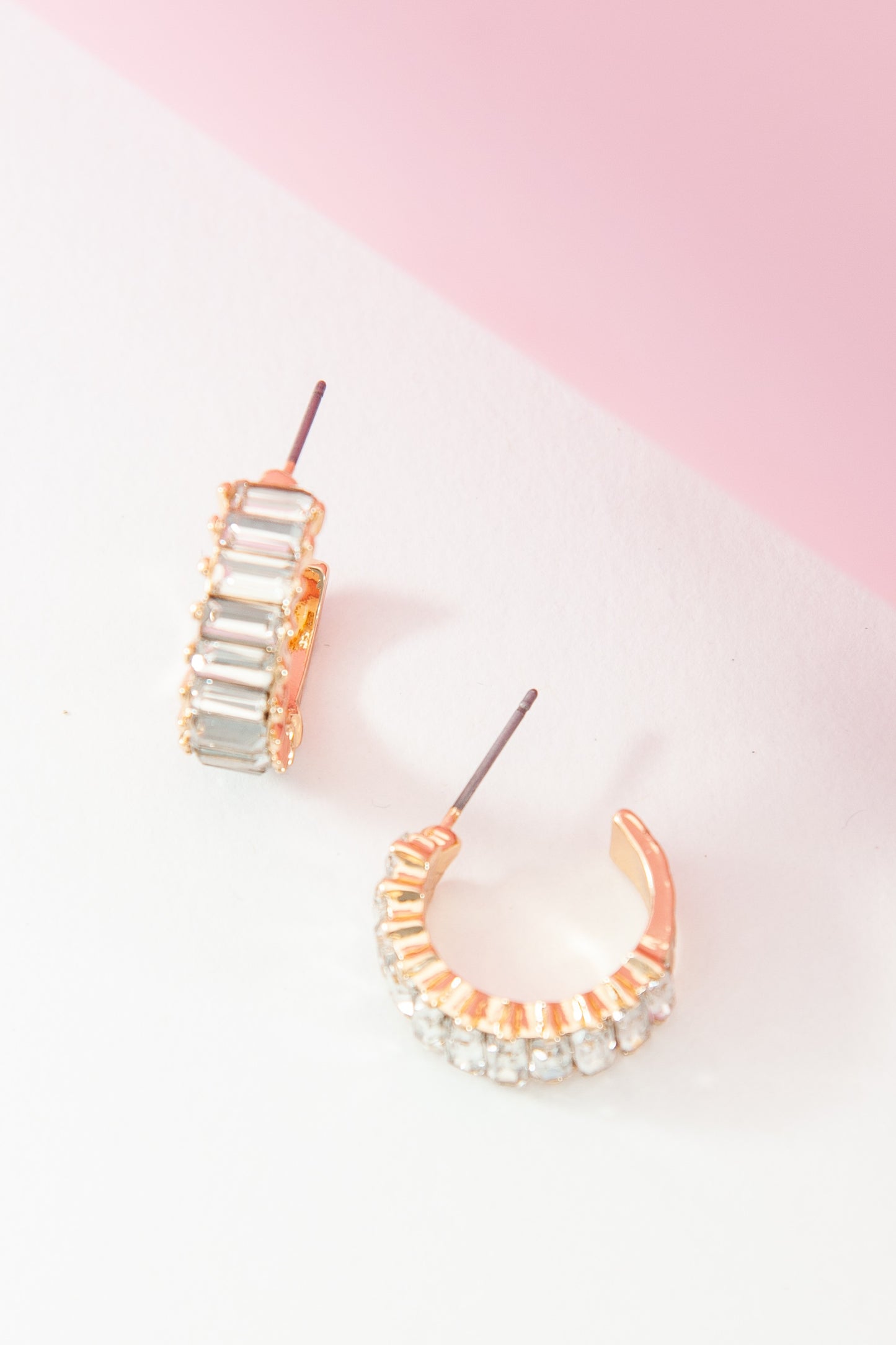 Baguette Stone Circle Hoop Earrings