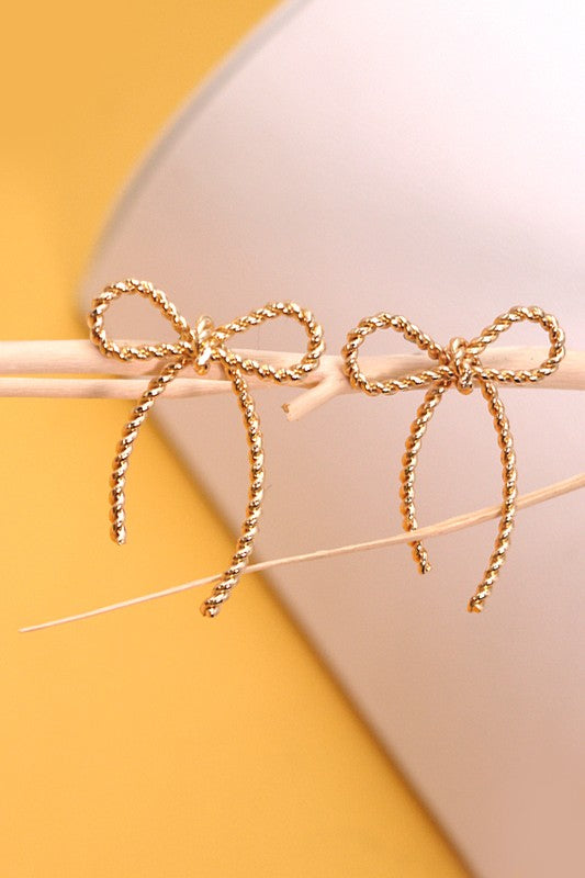 Rope Bow Design Stud Earrings