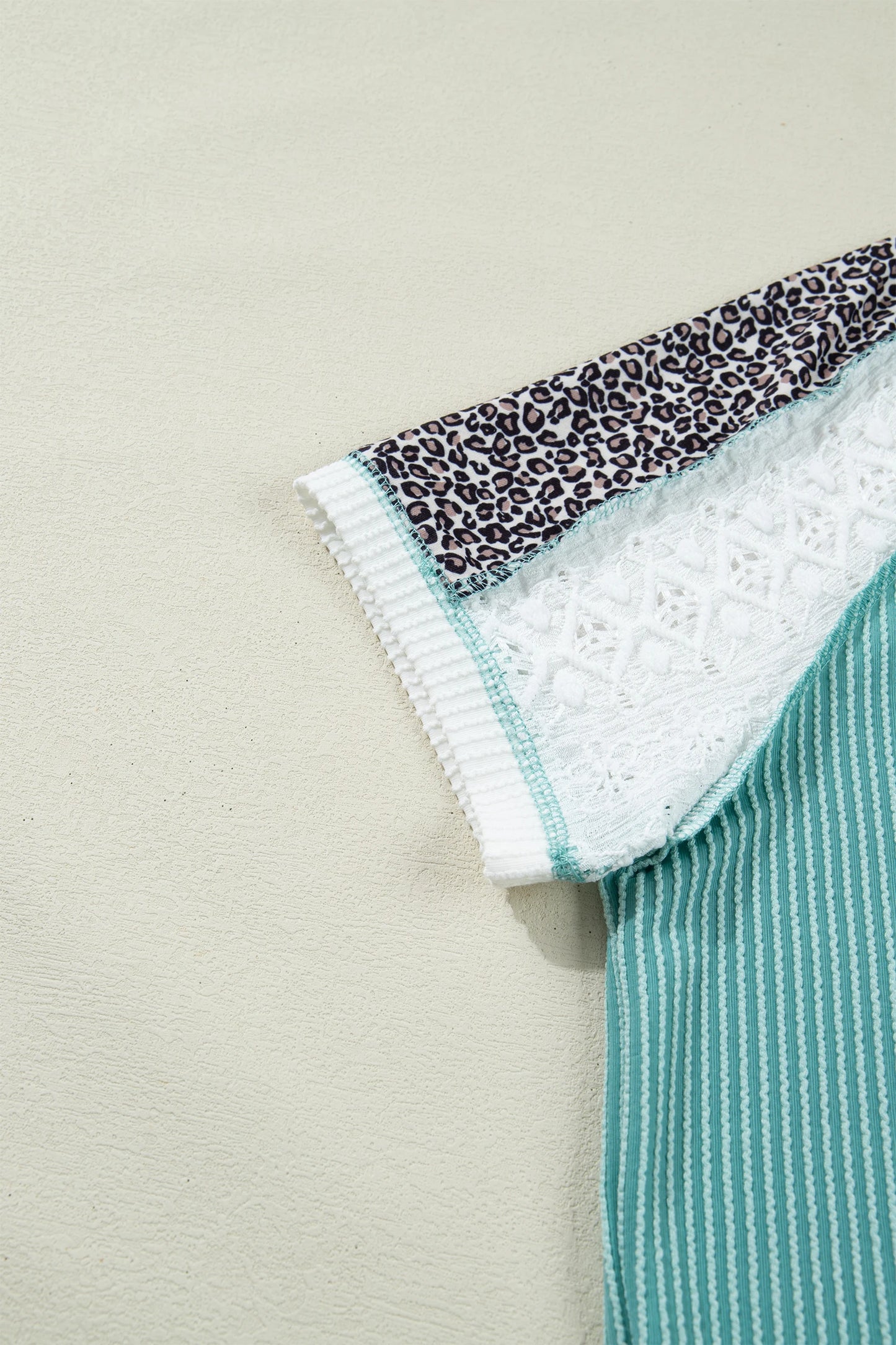 Leopard Lace Twist Ribbed Top | S-XL