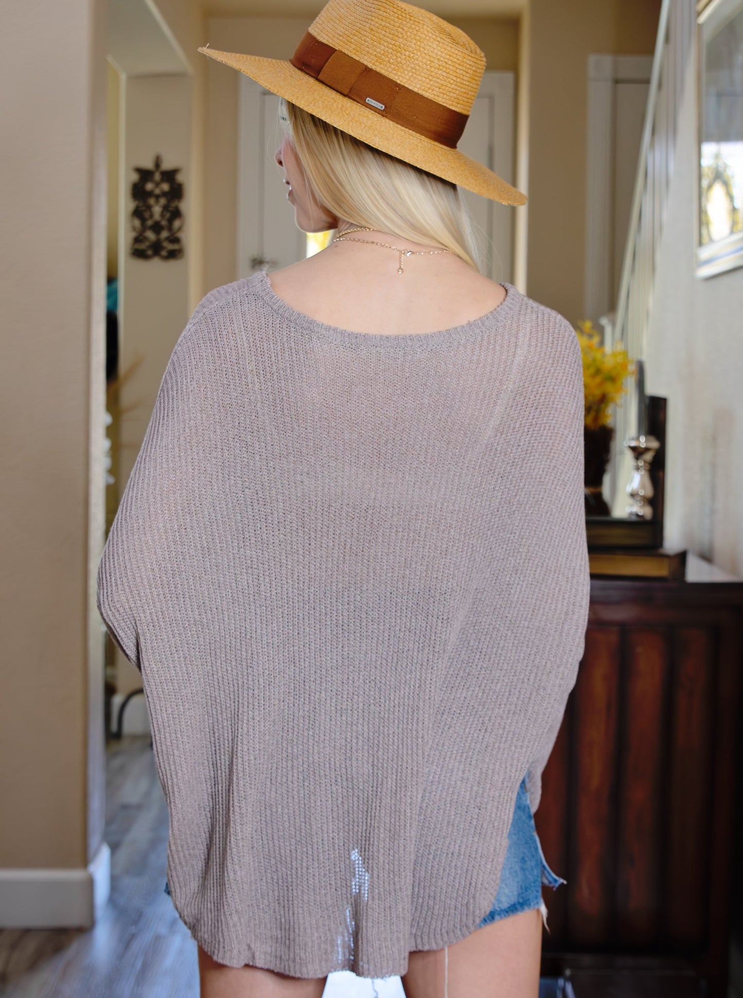 Slouchy Long Dolman Sleeve High Low Top