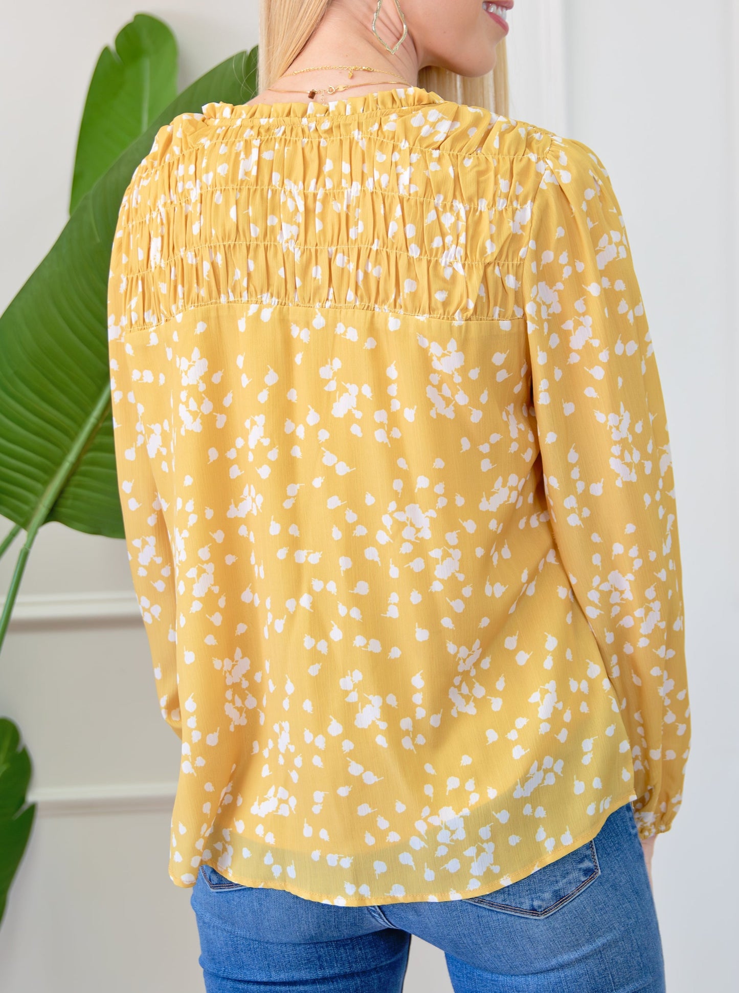 Front Split Neck Loose Blouse