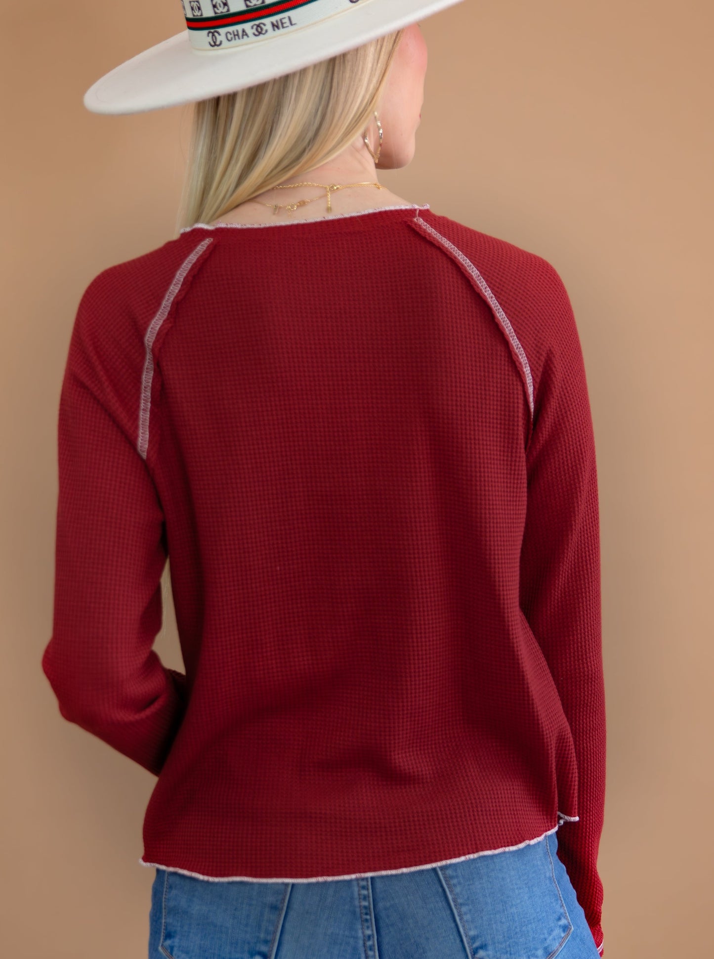 Textured Round Neck Long Sleeve Top