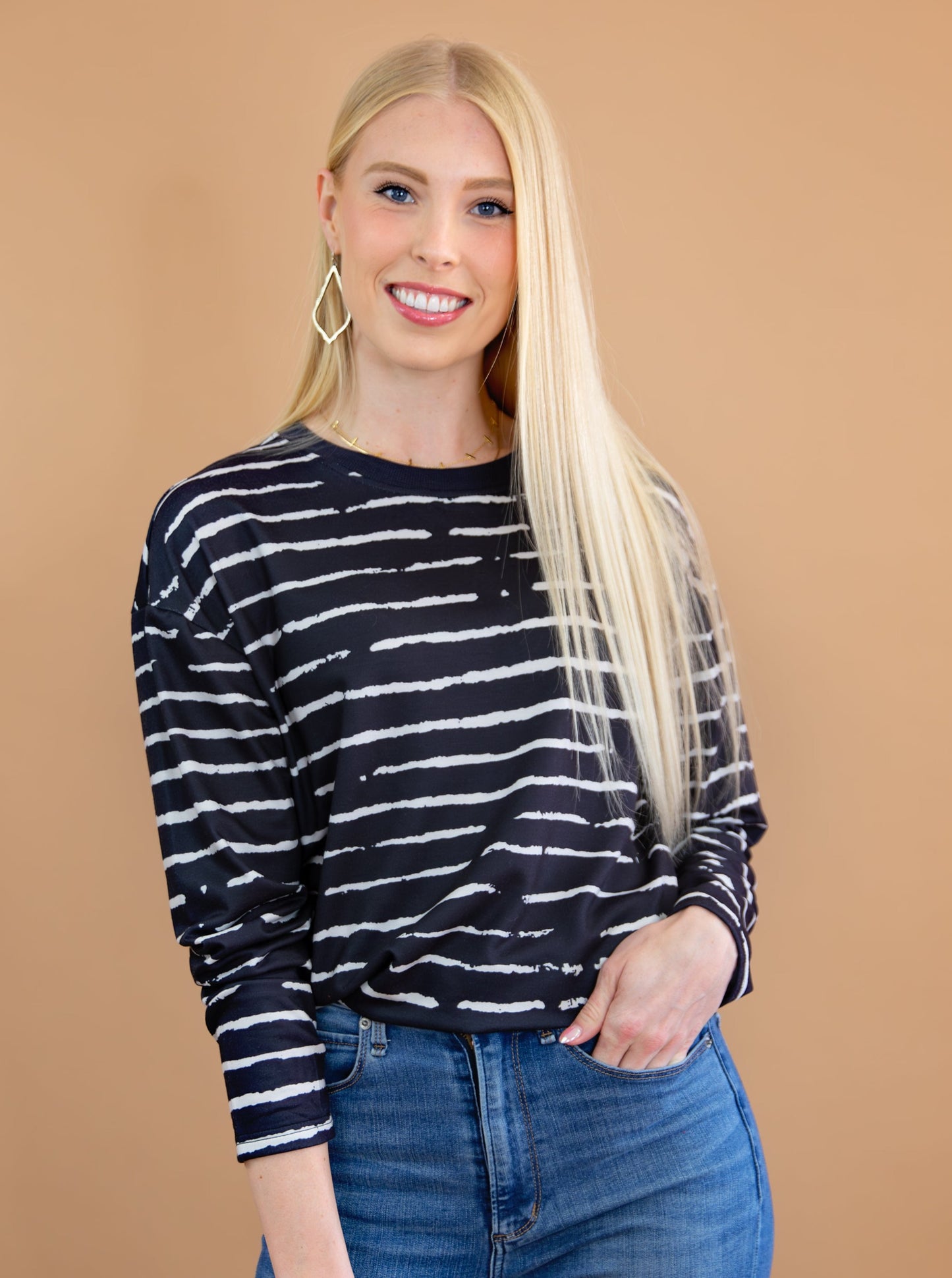 Retro Striped Casual Long Sleeve Top