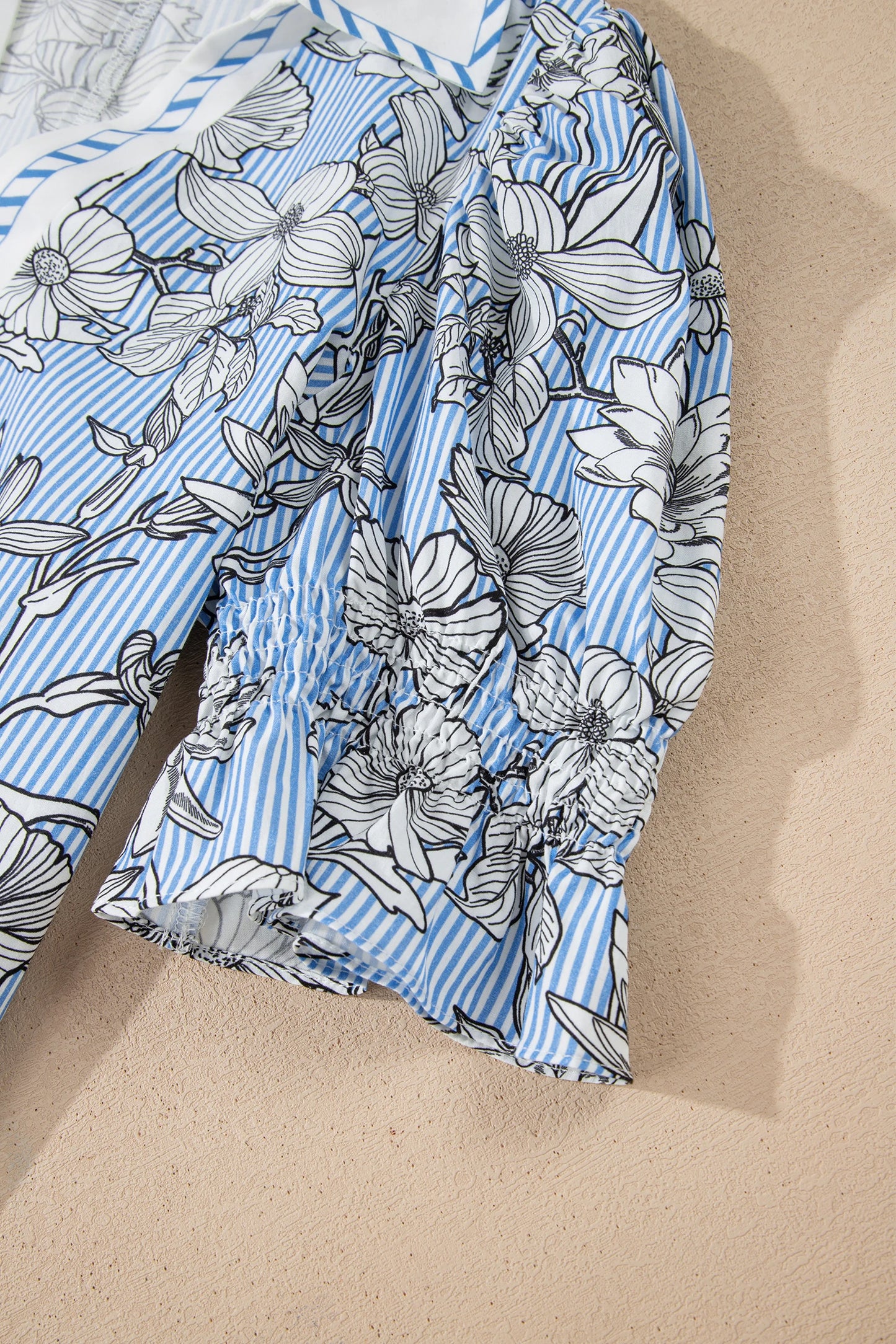 Flora Stripe Polo Blouse | S-XL