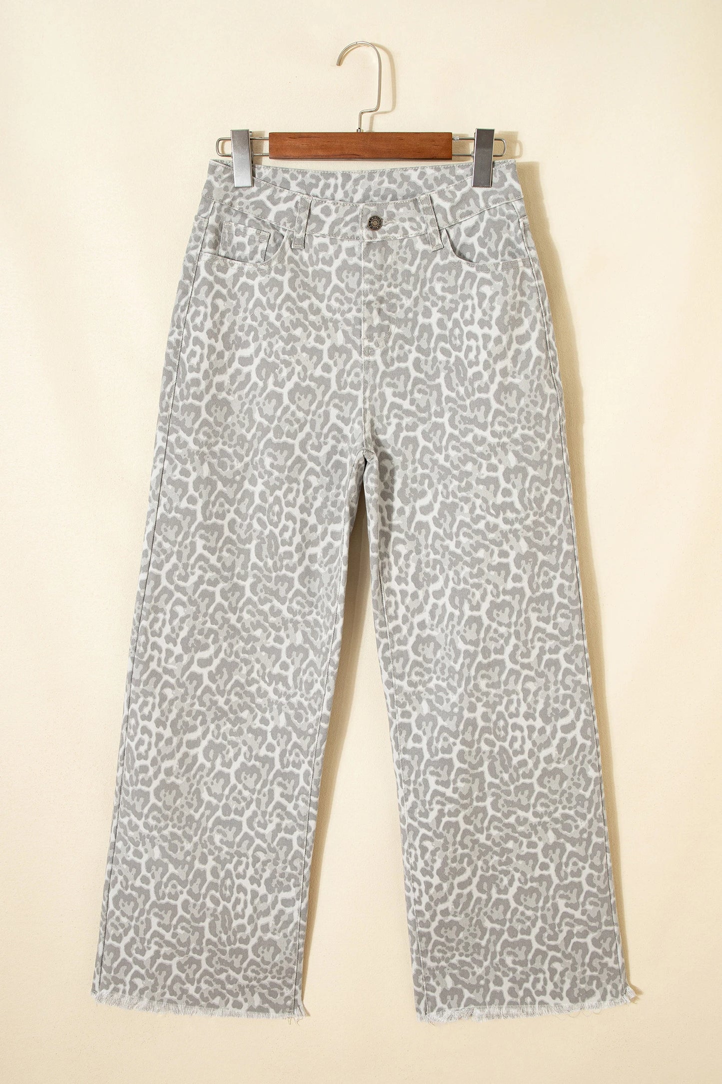 High Waisted Leopard Wide Leg Jeans
