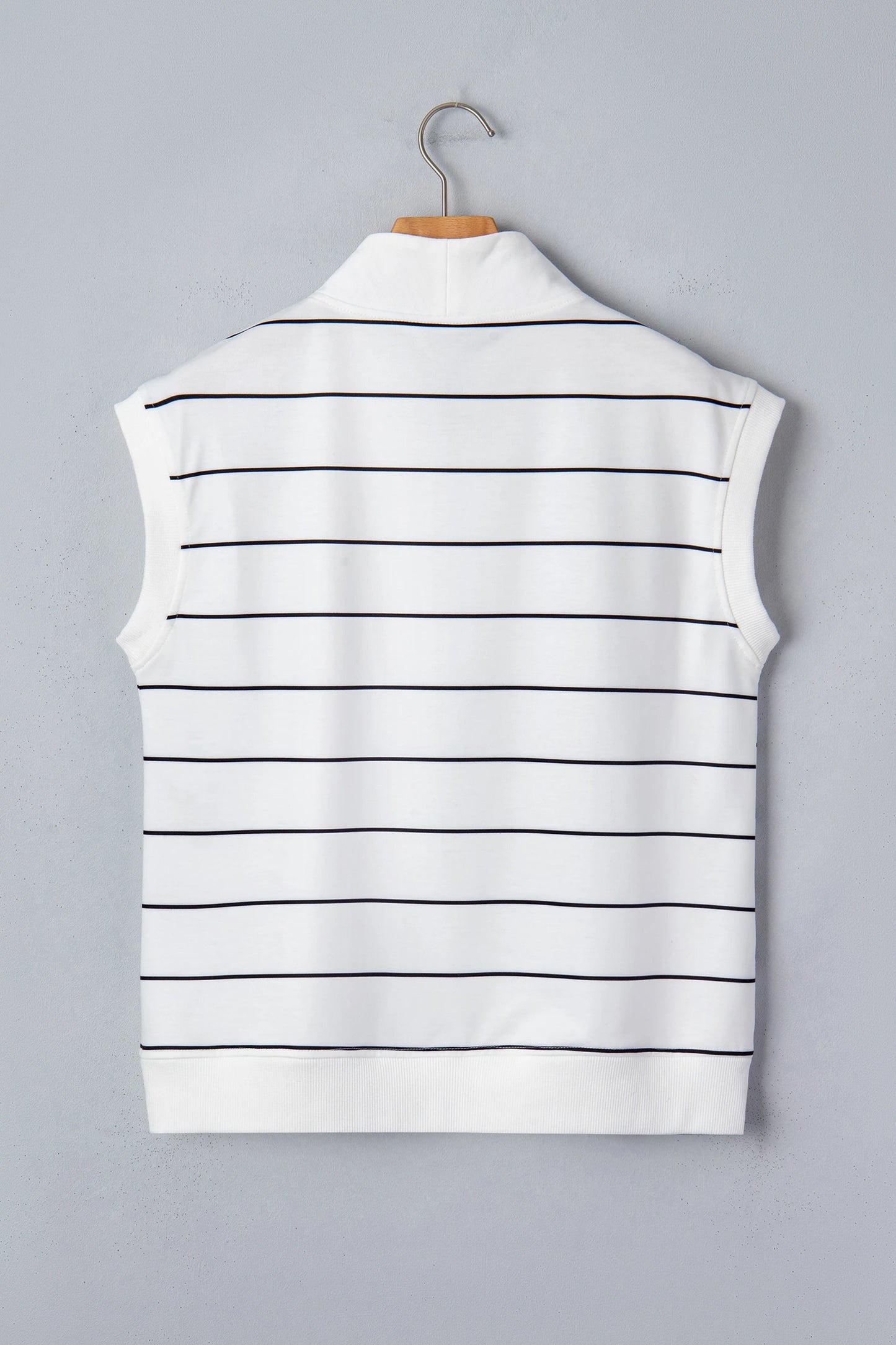Zip Front Striped V-Neck Sleeveless Top | S-XL