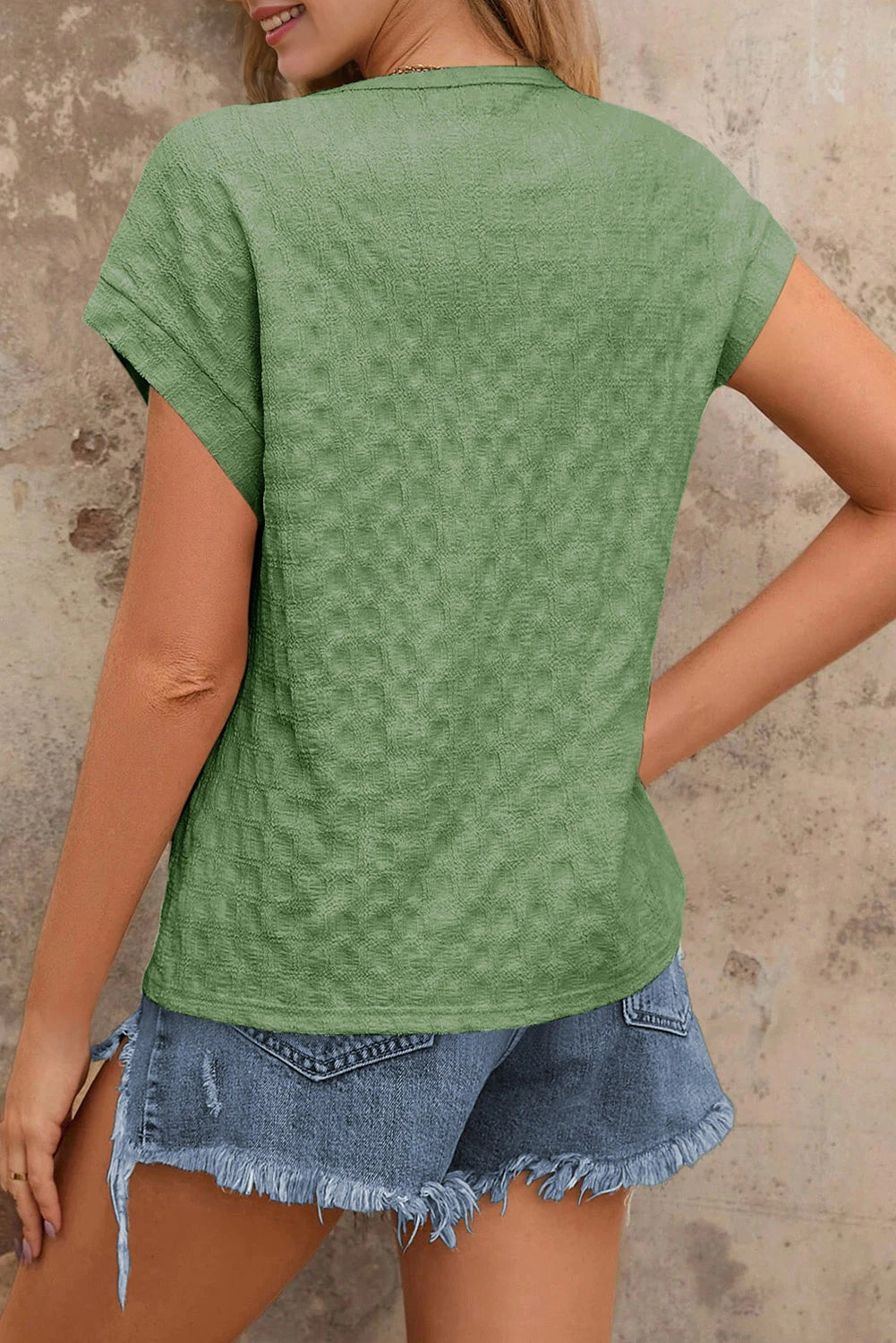 Color Textured Batwing Sleeve Top | S-XL
