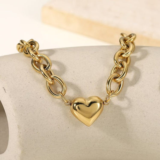 18K Stainless Steel Tarnish Free Heart Necklace