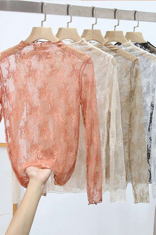 Floral Sheer Lace Trendy Top | S-XL