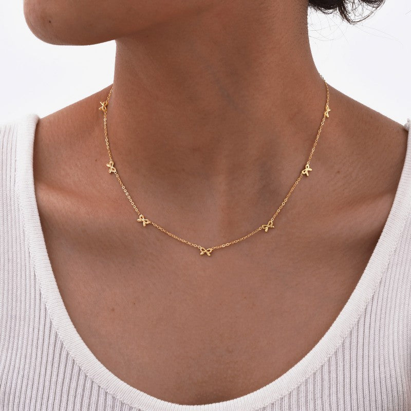 18k Stainless Steel Tarnish Free Bow Necklace