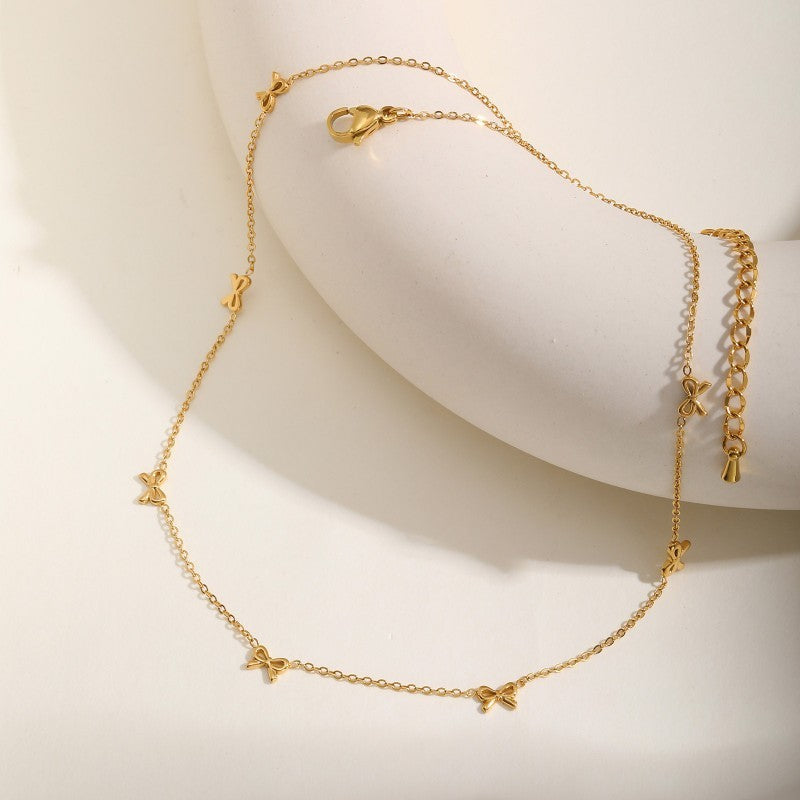 18k Stainless Steel Tarnish Free Bow Necklace