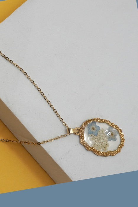 18k Stainless Steel Press Flower Necklace