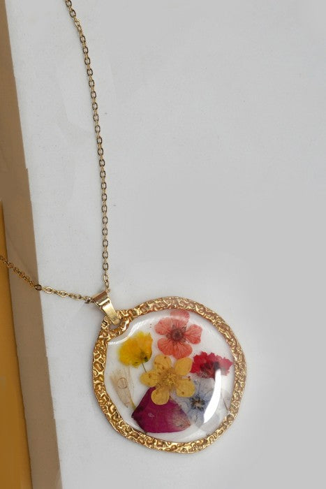 18k Stainless Steel Press Flower Necklace