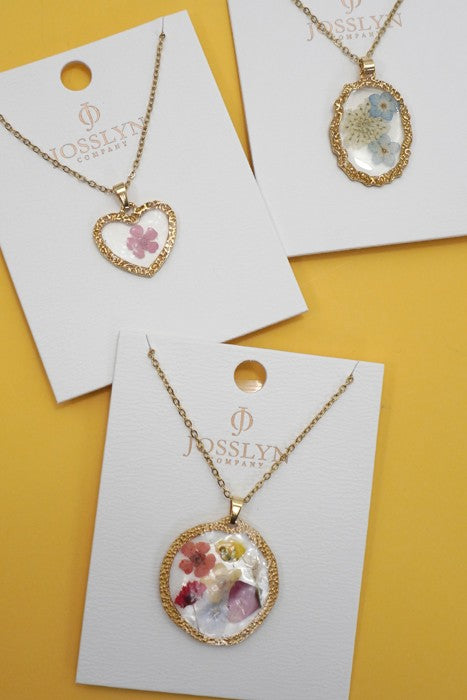 18k Stainless Steel Press Flower Necklace