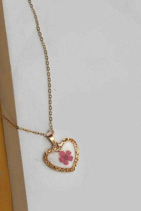 18k Stainless Steel Press Flower Necklace