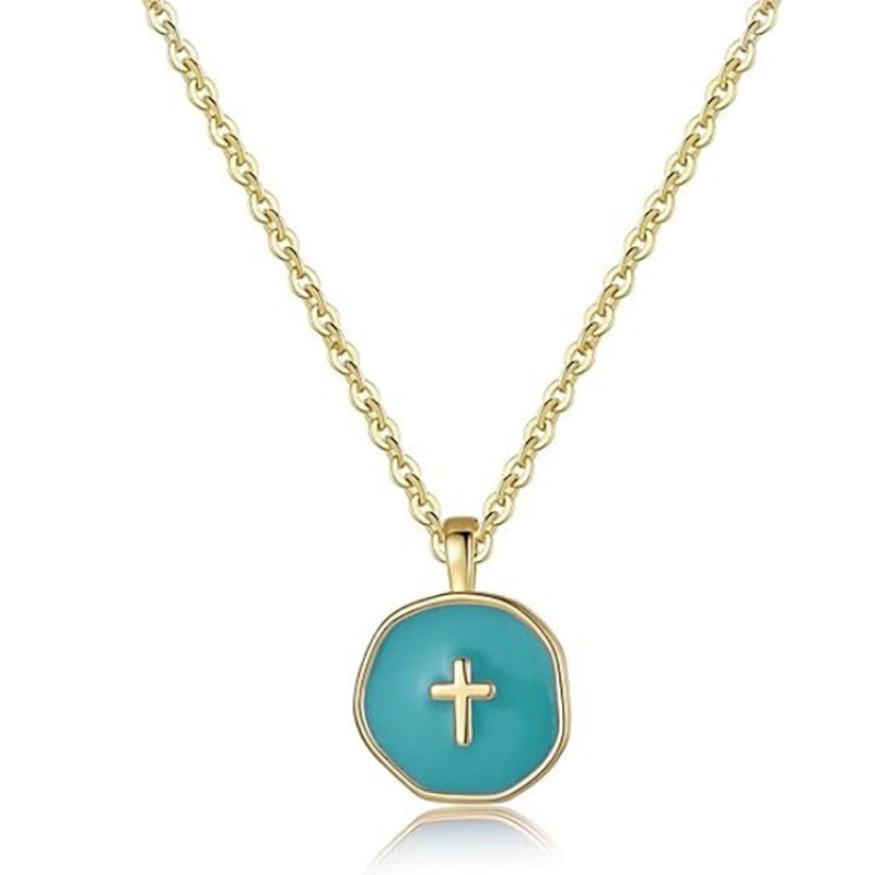 18k Stainless Steel Cross & Heart Necklace