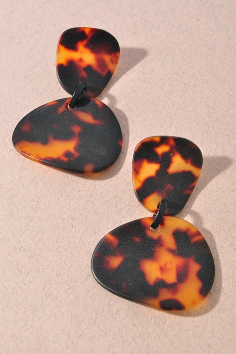 Animal Print Organic Shape Link Dangle Earrings