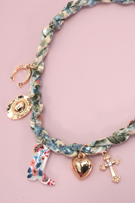 Western Scarf Charm Necklace-boot Hat Cross Horseshoe