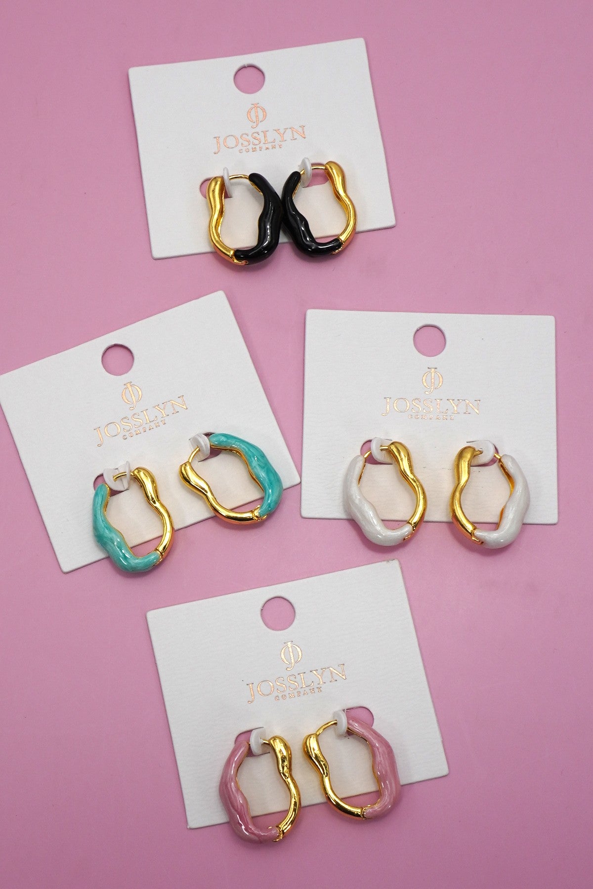 Geometric Oval Shape Epoxy Edge Hoop Earring
