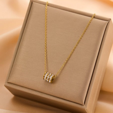 18k Stainless Steel Tarnish Free Barrel Necklace