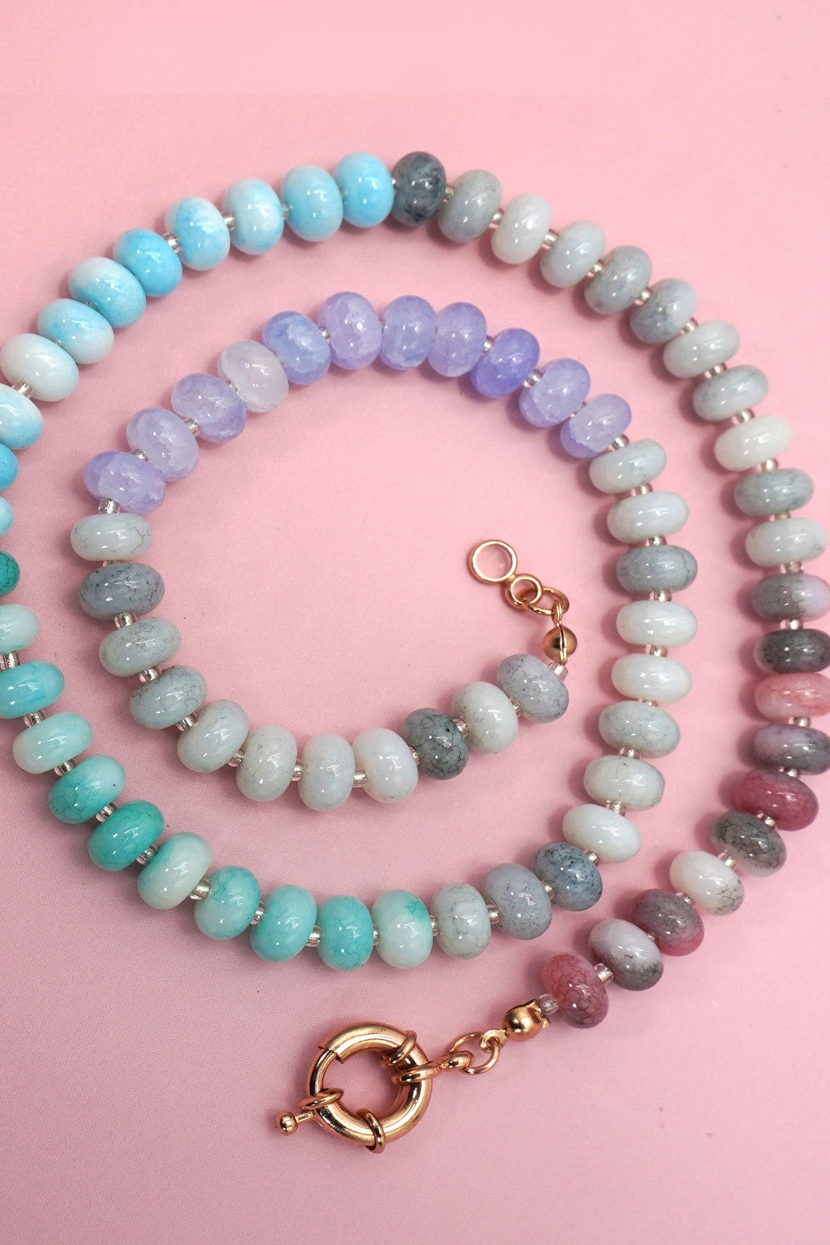 Natural Stone Semi-Precious Glass Mixed Necklace