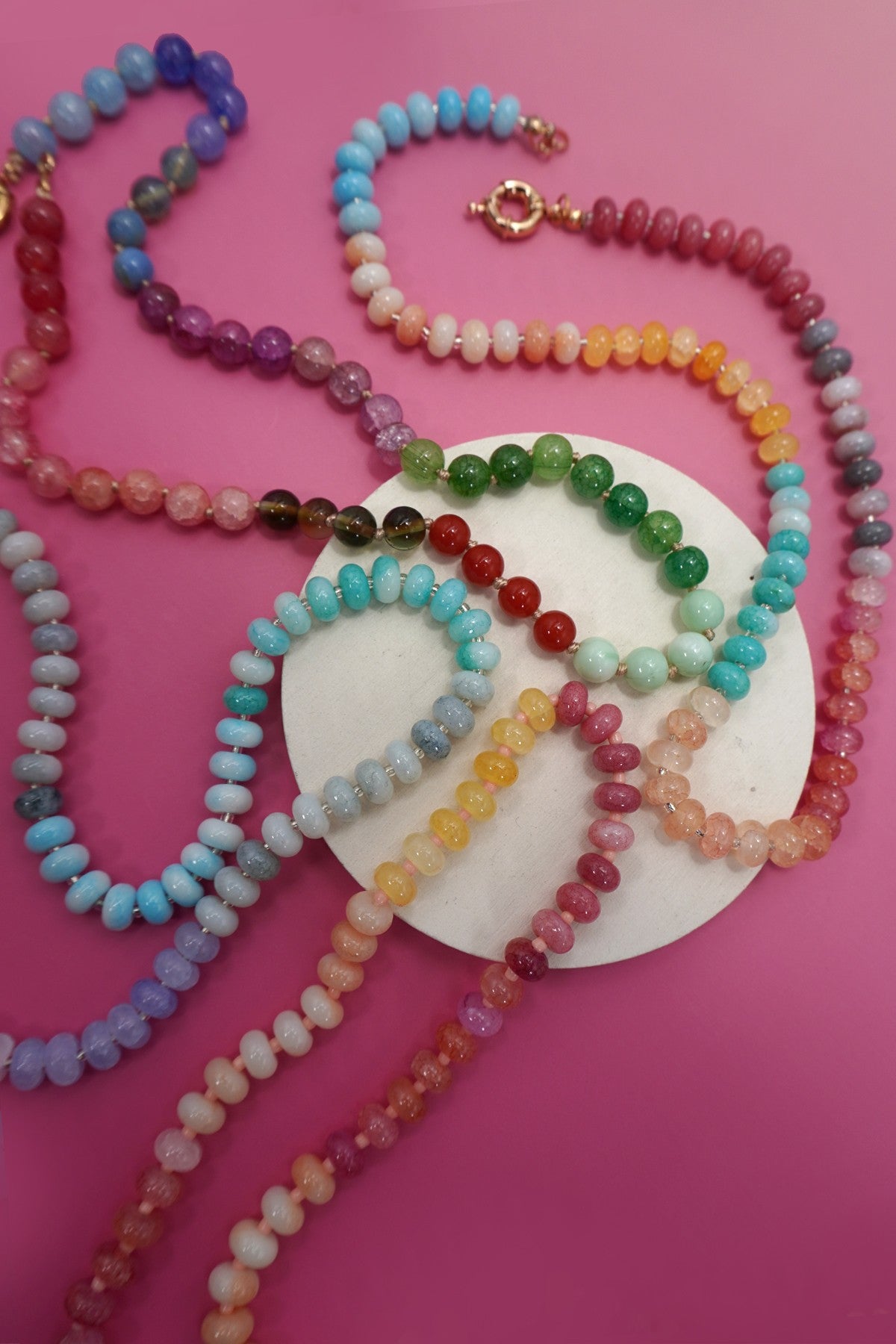 Natural Stone Semi-Precious Glass Mixed Necklace
