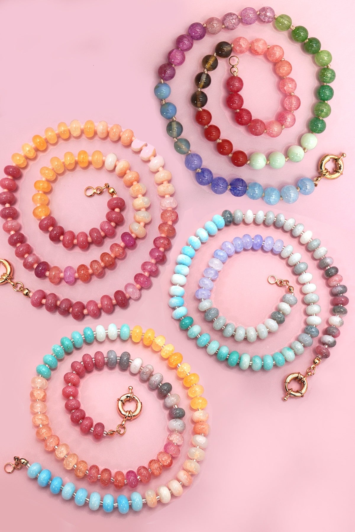 Natural Stone Semi-Precious Glass Mixed Necklace