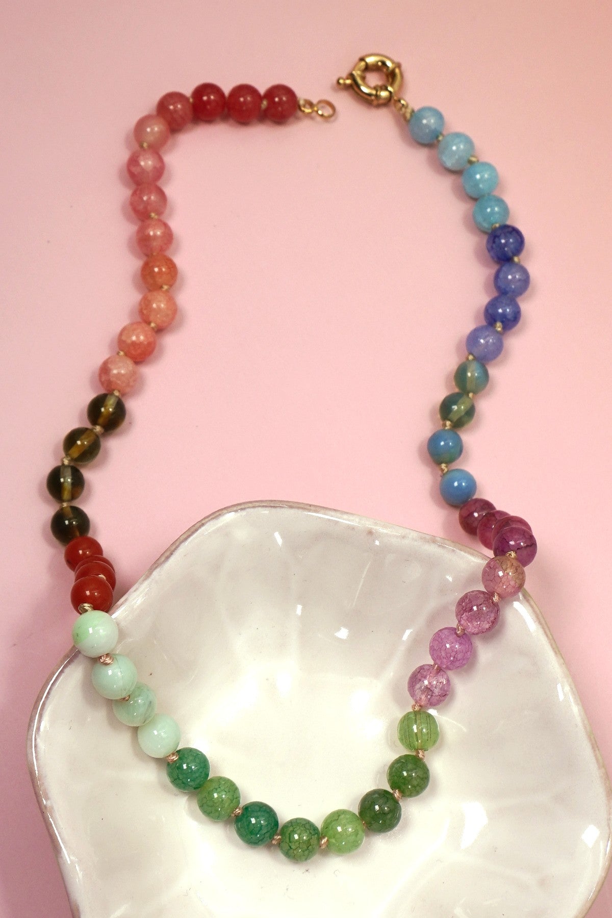 Natural Stone Semi-Precious Glass Mixed Necklace