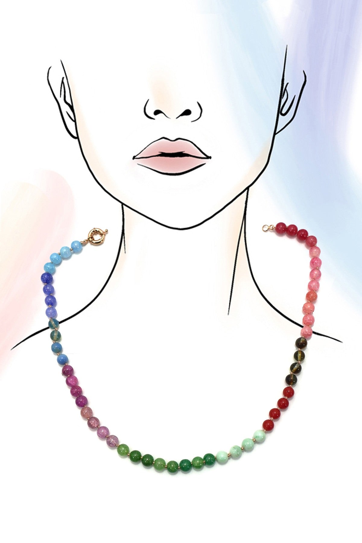 Natural Stone Semi-Precious Glass Mixed Necklace