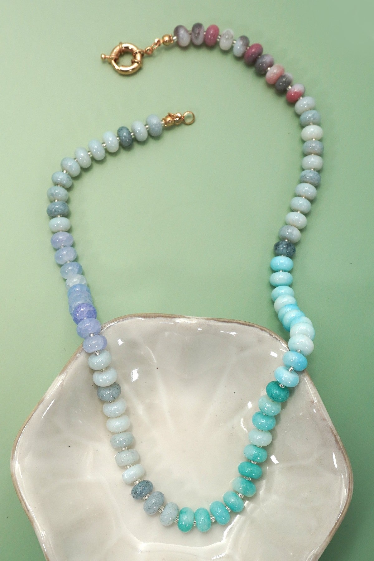 Natural Stone Semi-Precious Glass Mixed Necklace