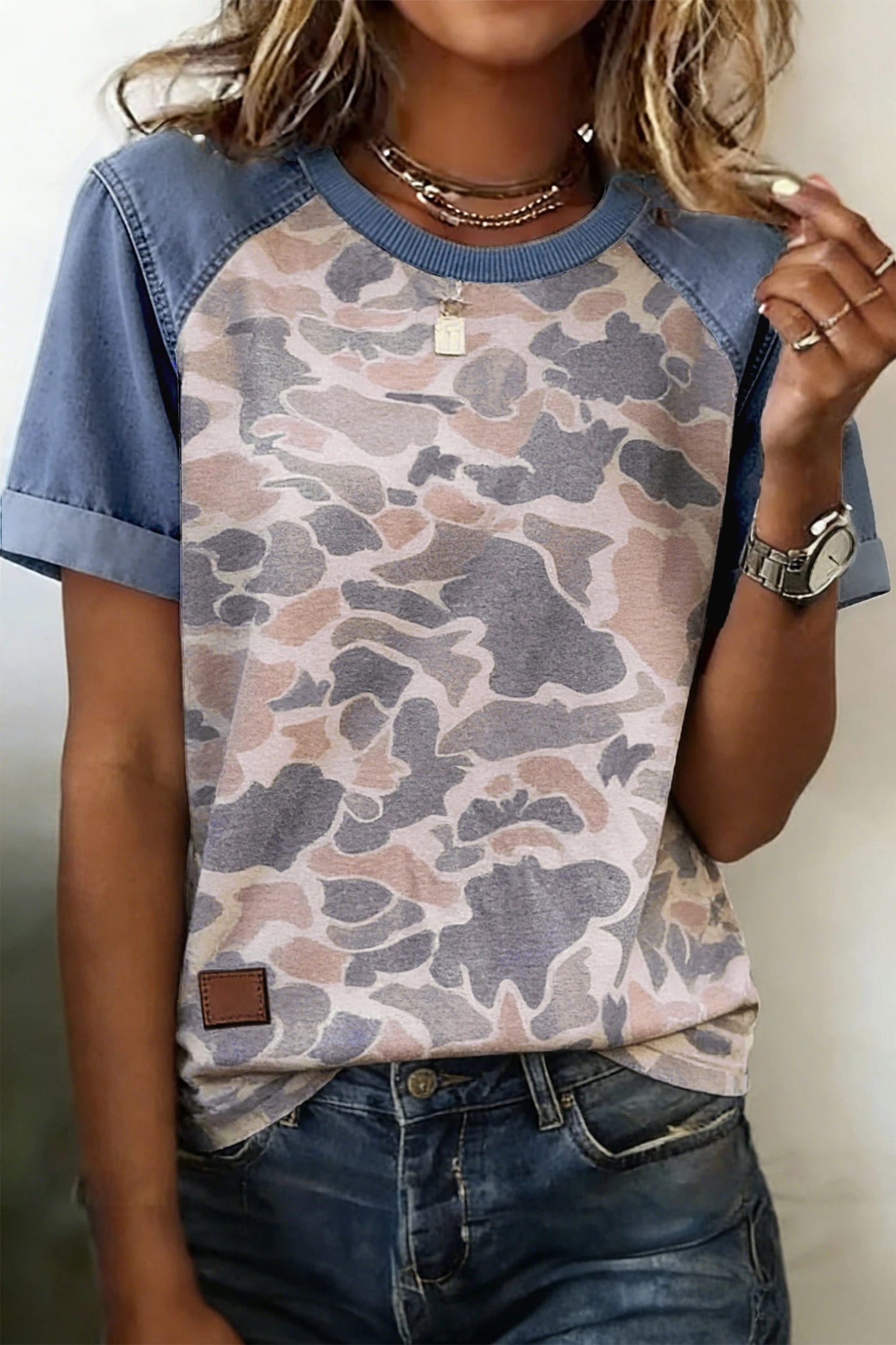 Denim Block Camo Tee | S-XL