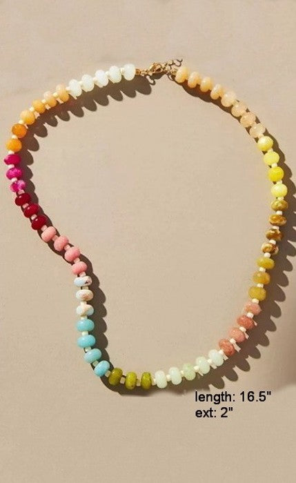 Natural Stone Semi-Precious Glass Mixed Necklace