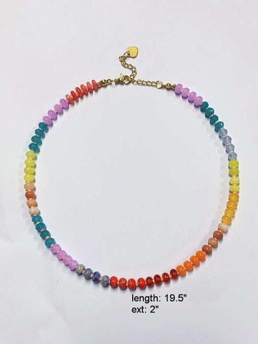 Natural Stone Semi-Precious Glass Mixed Necklace