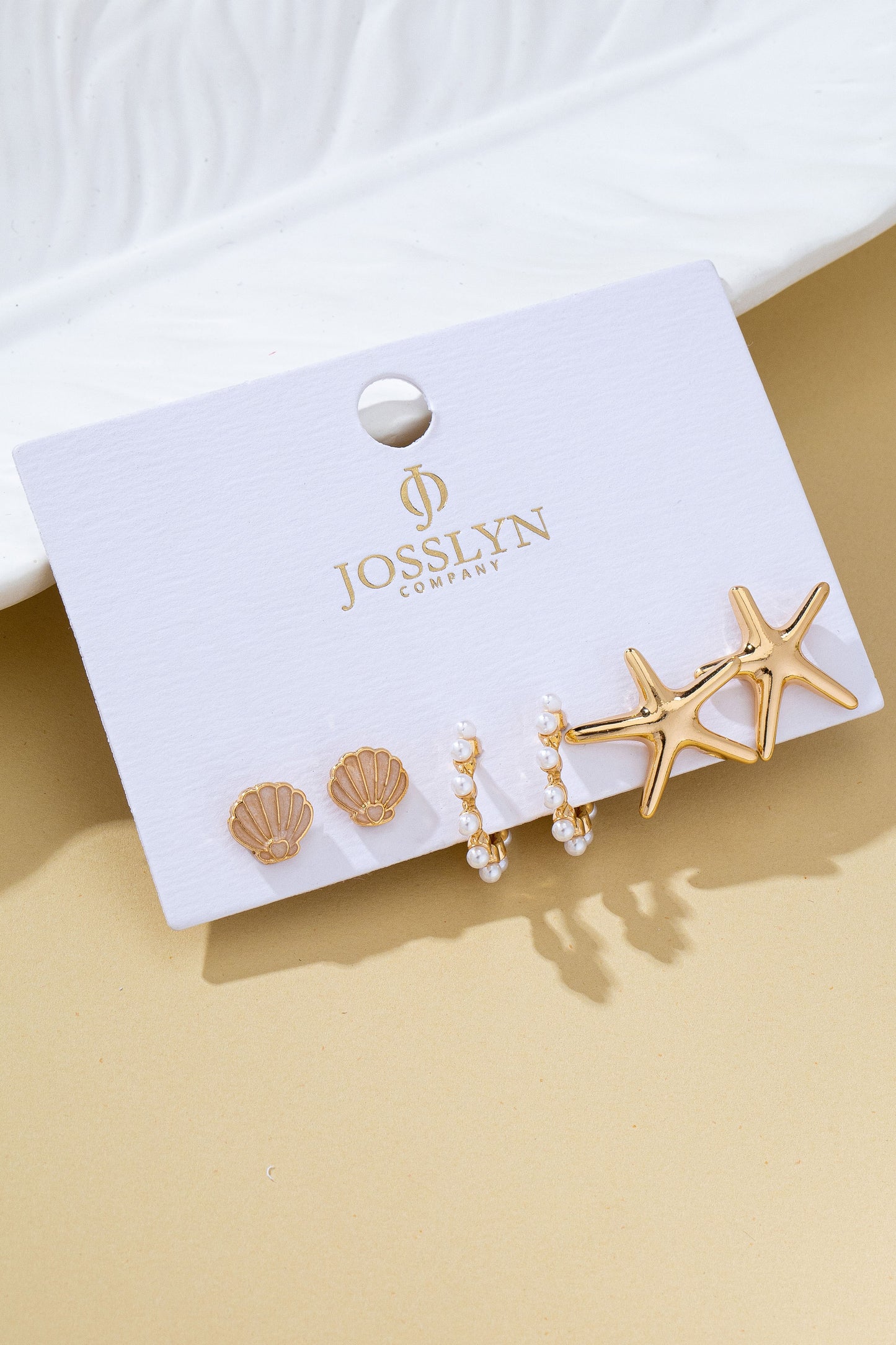 Nautical Shell Starfish Pearl Trio Earring Set