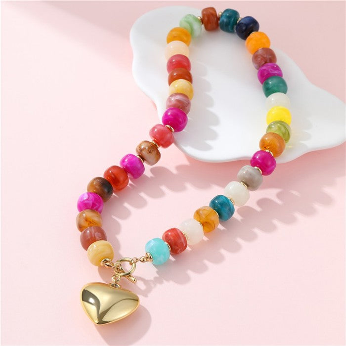 Big Beads Big Heart Toggle Necklace