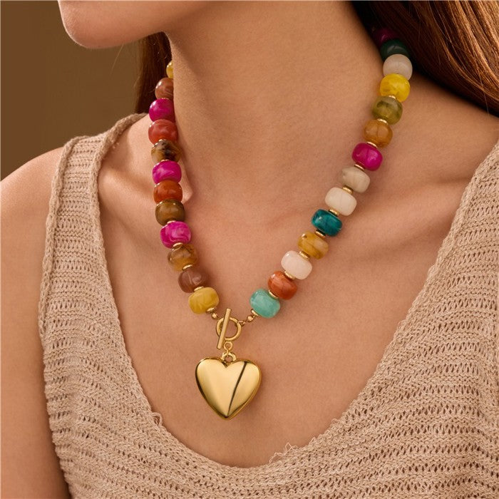 Big Beads Big Heart Toggle Necklace