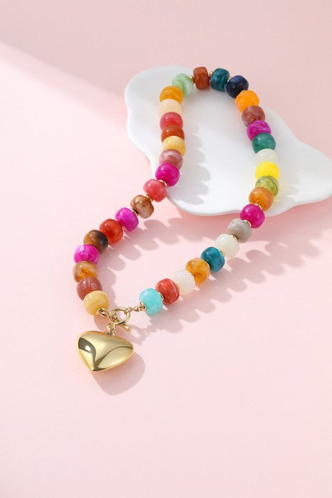 Big Beads Big Heart Toggle Necklace