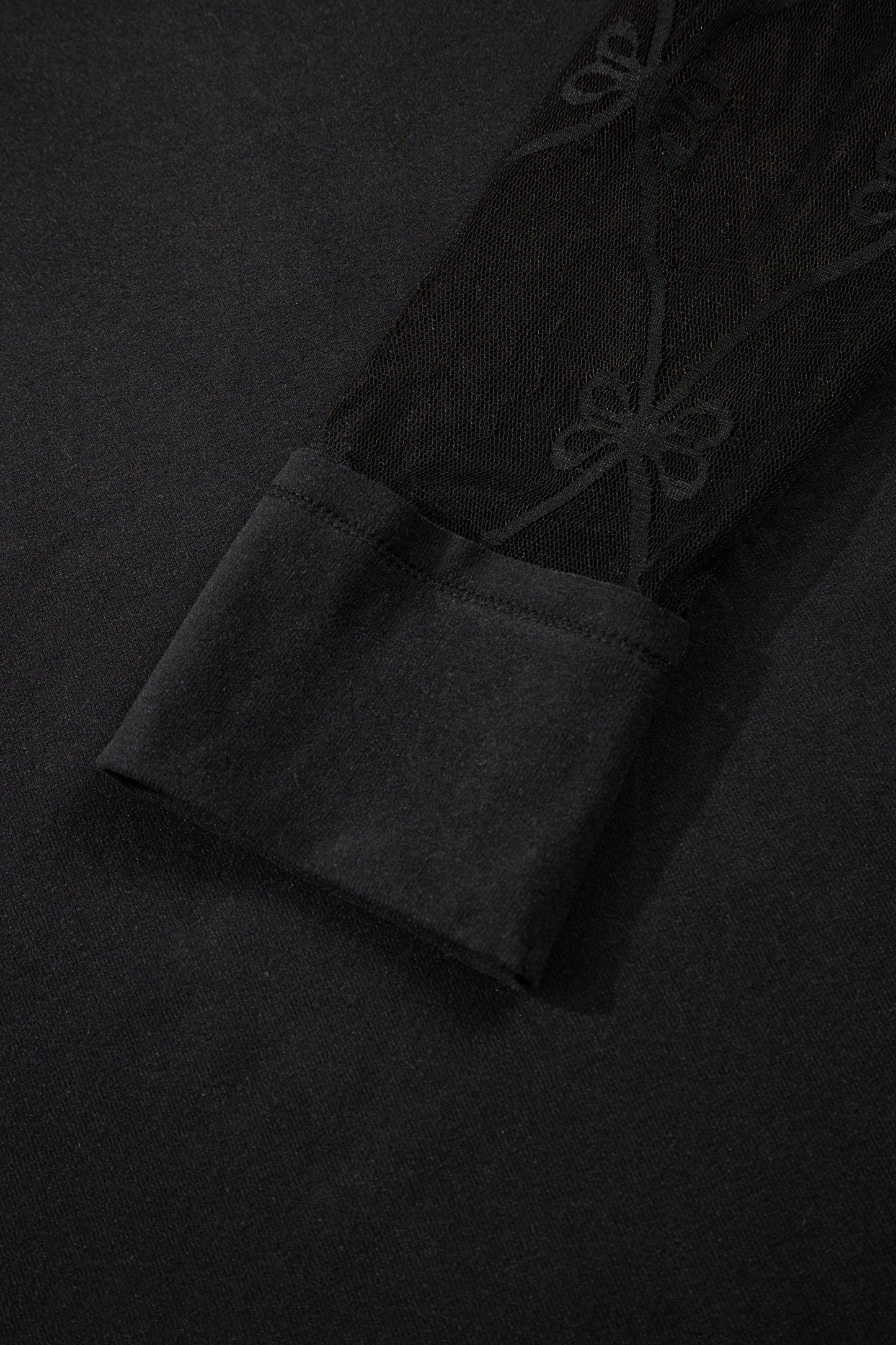 Bow Textured Sheer Long Sleeve Patchwork Tee | S-XL