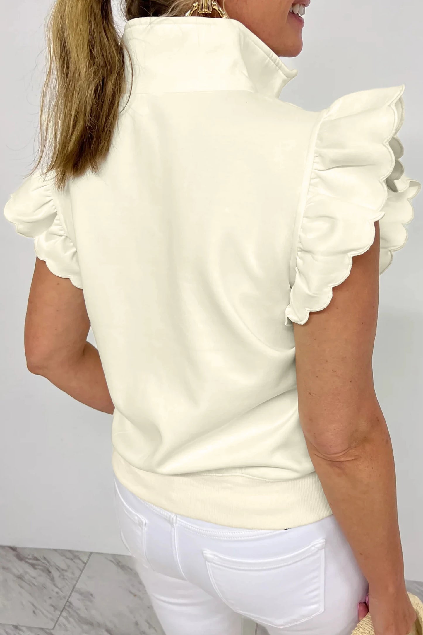 Luxe Zip & Ruffle Blouse | S-XL