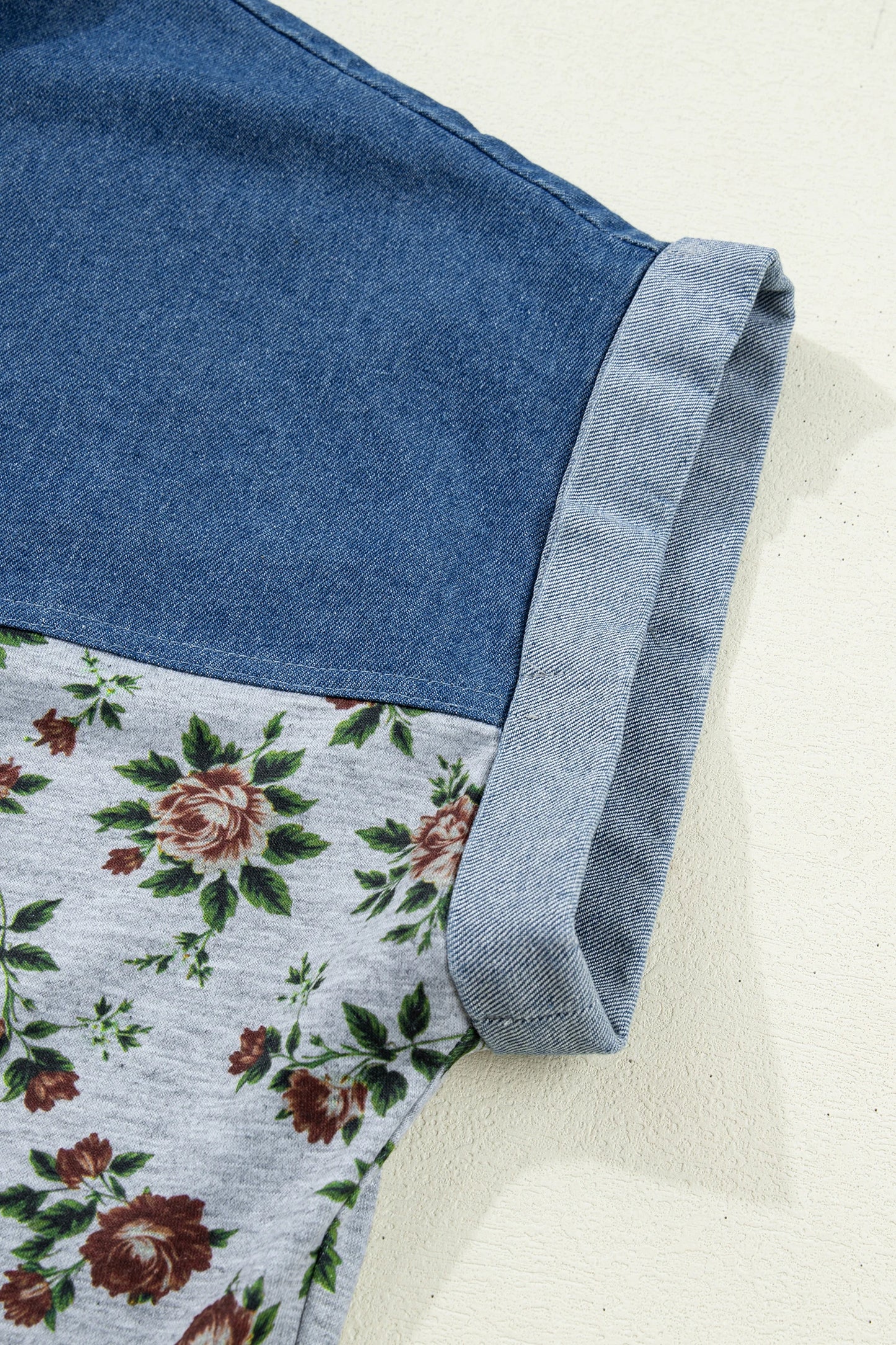 Gorgeous Retro Garden Denim Patchwork Buttoned Collar | S-XL