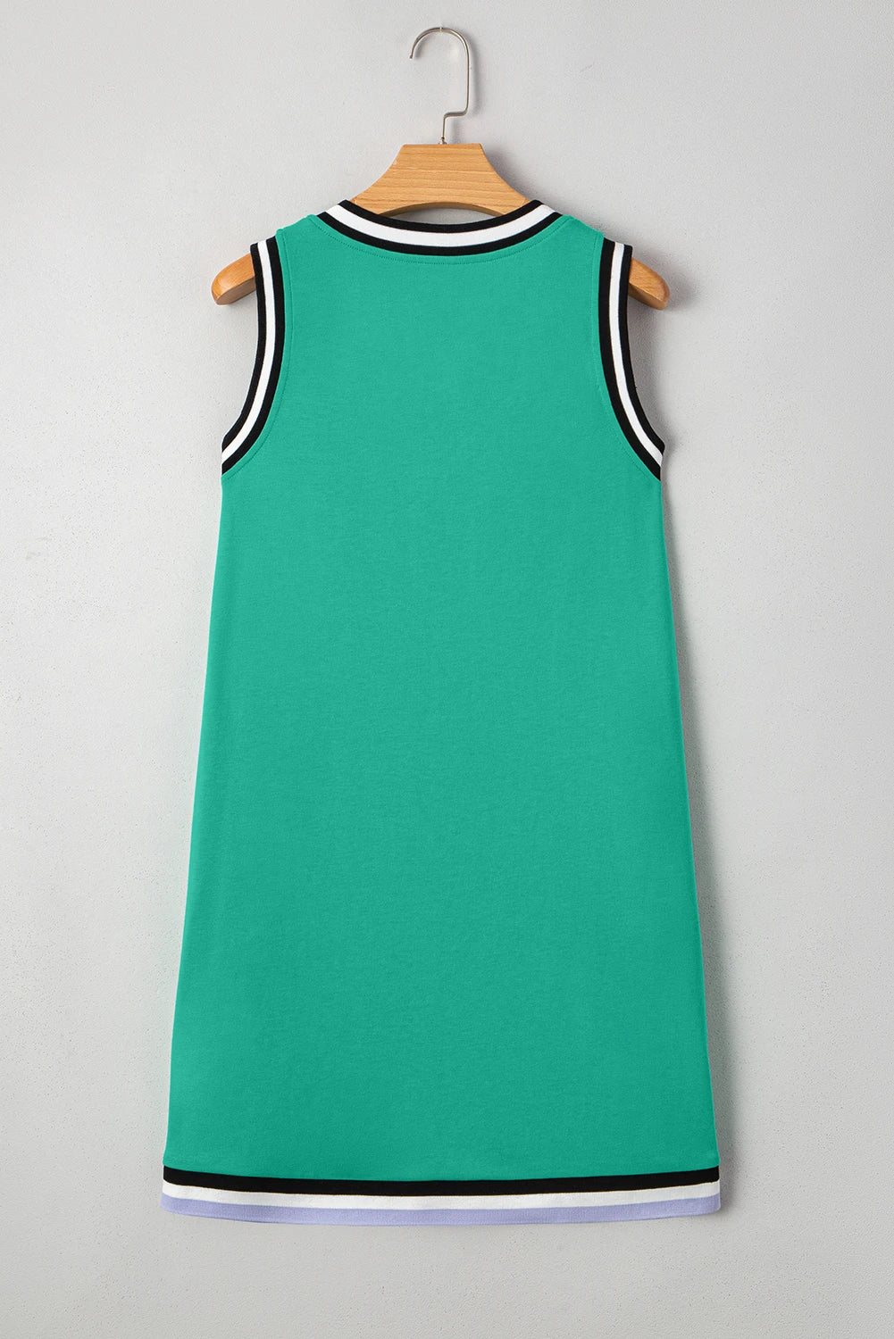 Contrast Trim V Neck Shift Sleeveless Mini Dress