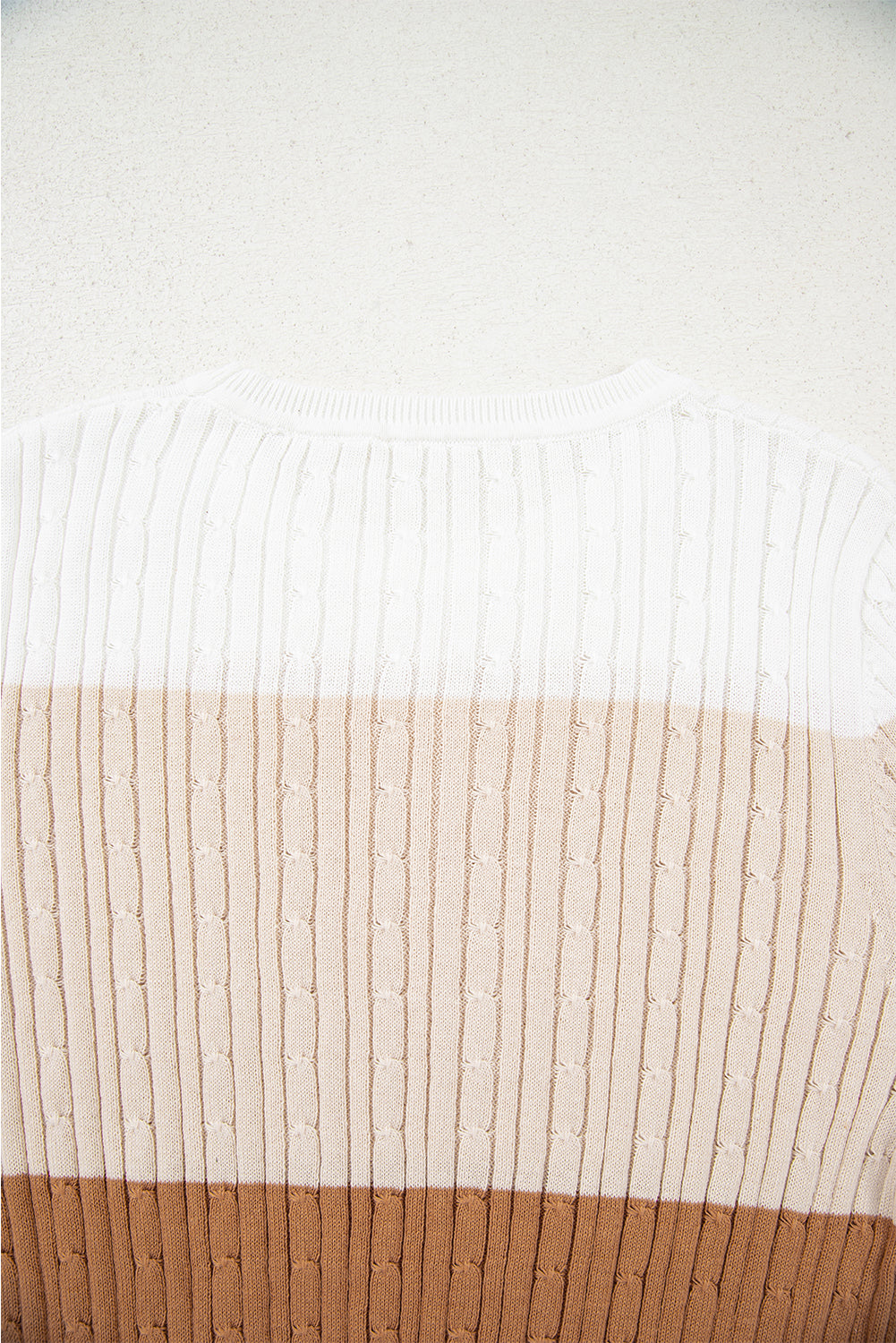 Colorblock Cable Knit Round Neck Sweater | S-XL