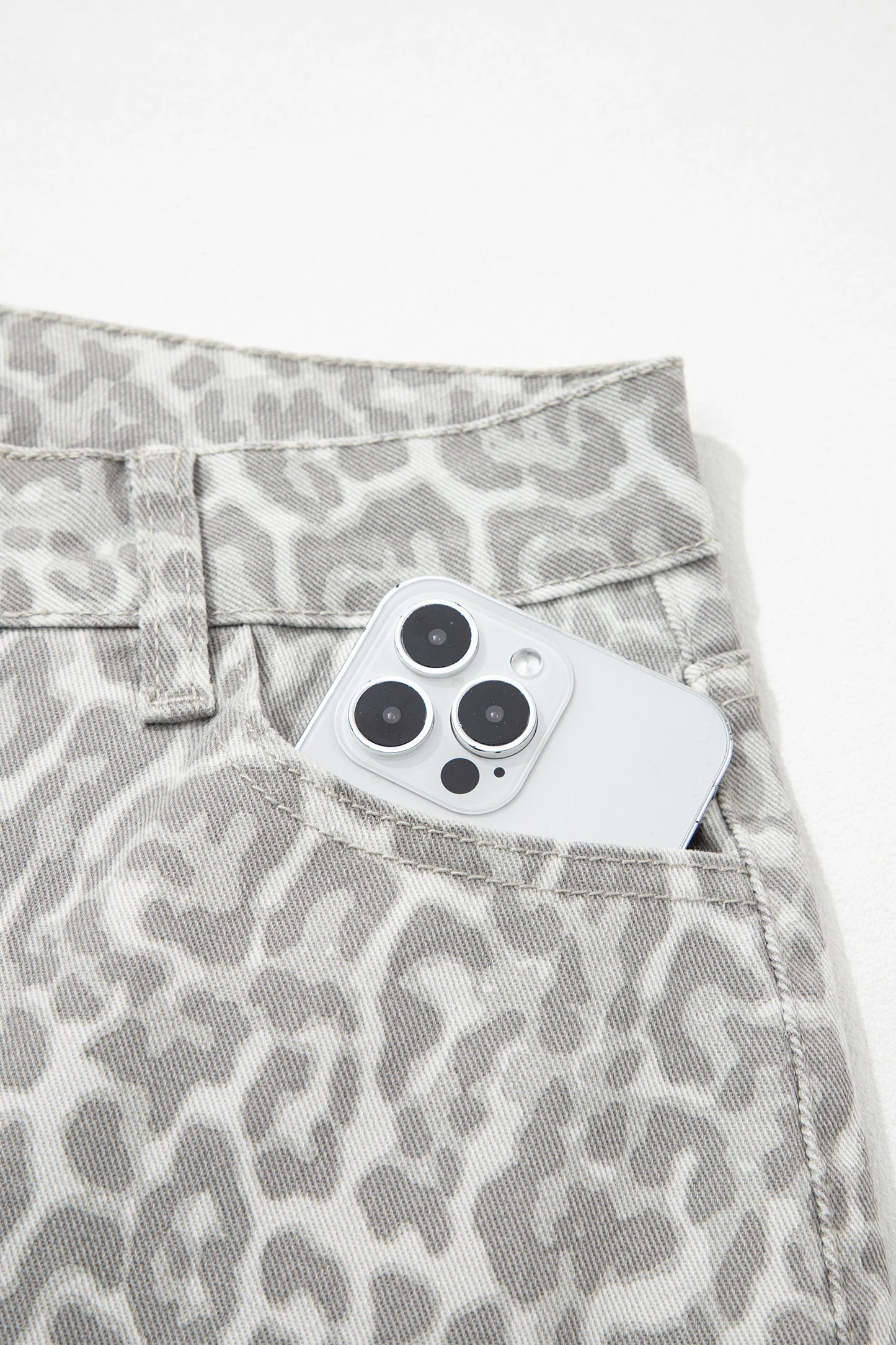 High Waisted Leopard Wide Leg Jeans