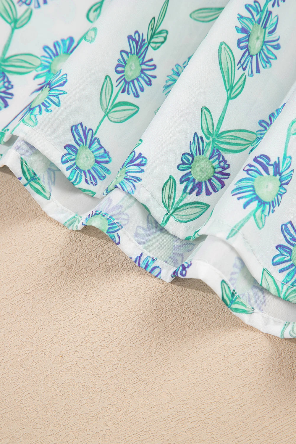 Floral Print Patchwork Flutter Sleeve Blouse | S-XL